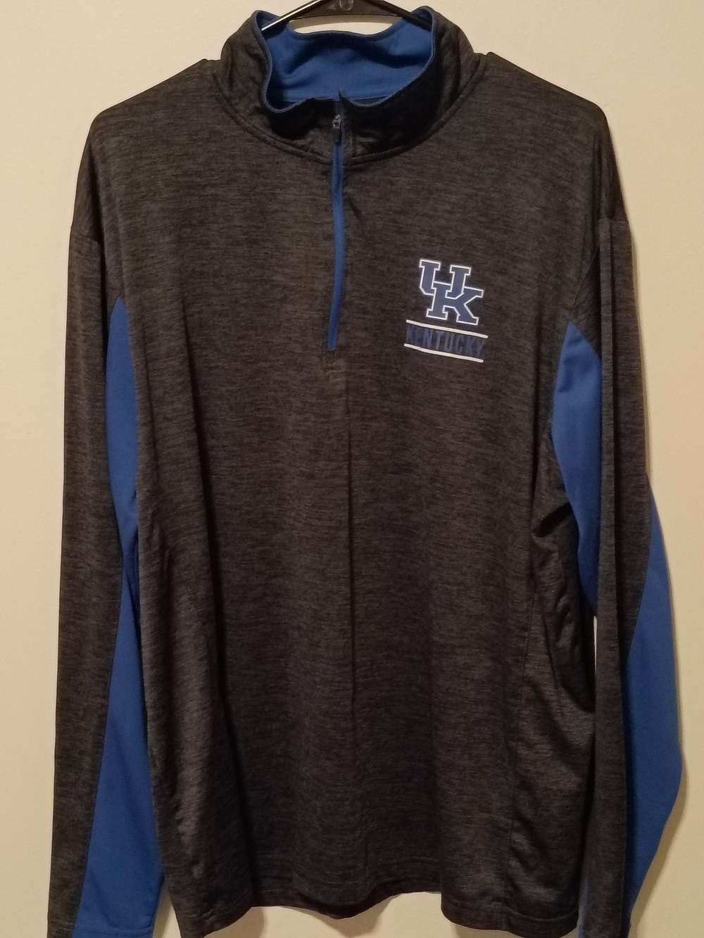 Stadium Athletics Charcoal Heather and Blue Quarter-Zip Pullover